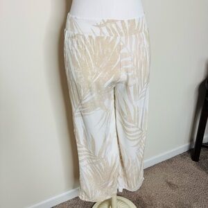 Z Supply Beige Leaf Print Wide-Leg Pants